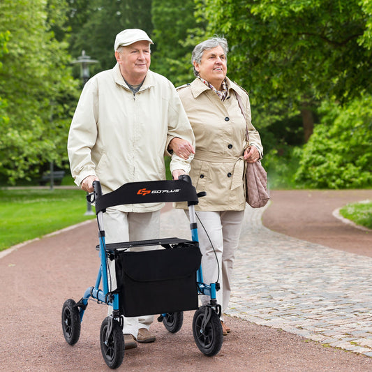 Height Adjustable Rollator Walker Foldable Rolling Walker with Seat for Seniors - Tampa Home & Garden Store