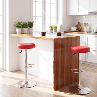DirectDeals swivel bar stools with footrests, red cushioned seats, chrome bases set of 2 on Tampa Home & Garden Store