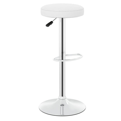 Adjustable Swivel Bar Stool white seat, chrome pedestal base with footrest DirectDeals on Tampa Home & Garden Store