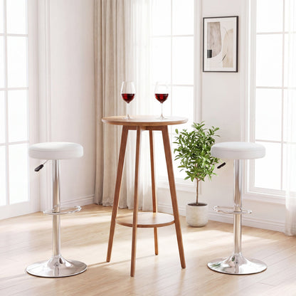 Adjustable Swivel Bar Stool with Footrest; 2 white stools with chrome bases around a table on Tampa Home & Garden Store
