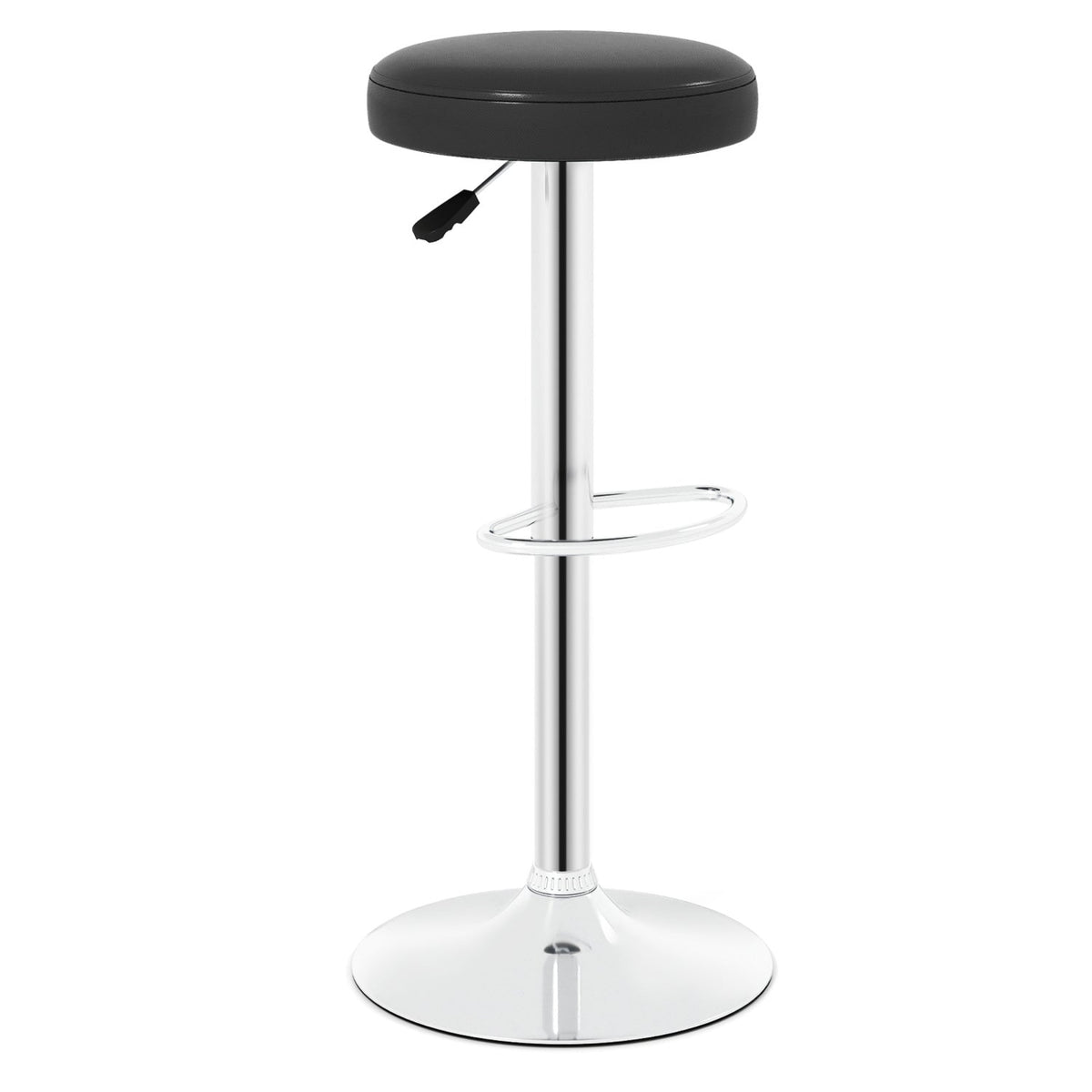 DirectDeals adjustable swivel bar stool with black vinyl seat, chrome pedestal base, footrest on Tampa Home & Garden Store