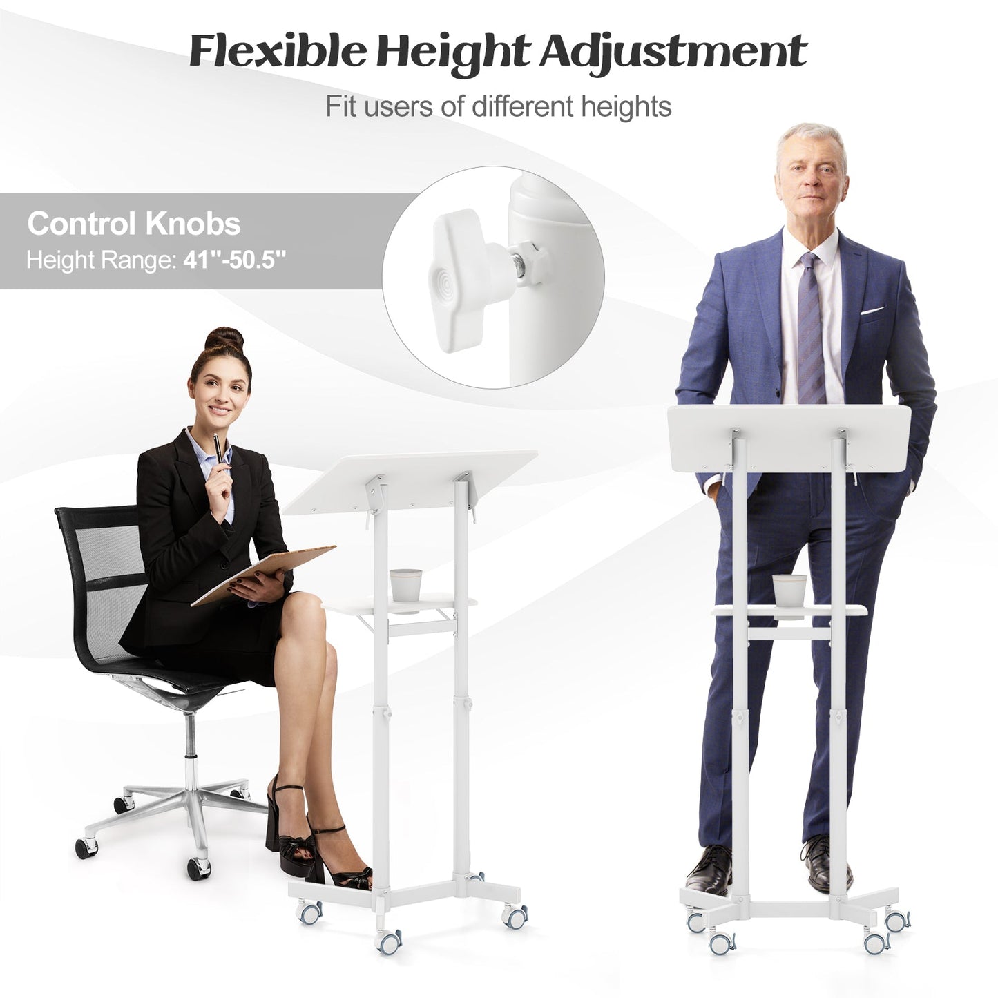 Mobile lectern podium DirectDeals height adjust rolling laptop cart with tilting top stands on Tampa Home & Garden Store
