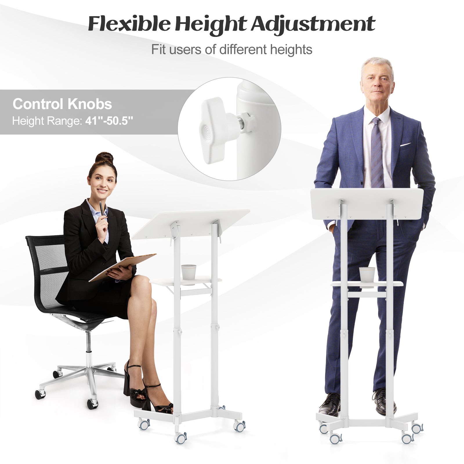 Mobile lectern podium DirectDeals height adjust rolling laptop cart with tilting top stands on Tampa Home & Garden Store