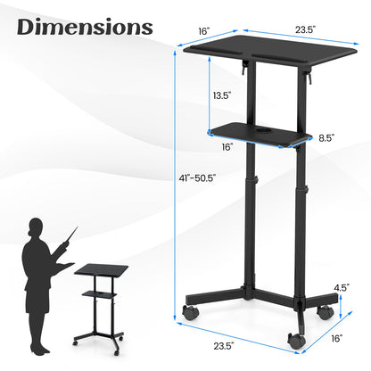 DirectDeals mobile lectern podium, height-adjustable rolling laptop cart with tilting top on Tampa Home & Garden Store