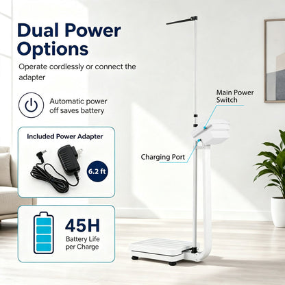 DirectDeals digital height and weight scale with LED display, white frame, 400 lb capacity on Tampa Home & Garden Store