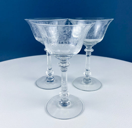 Heisey Sweet Wine, Liquor Glasses. Set of 6 Orchid Pattern Etched Crystal Sherbets. Home Gift. Dining Room Decor. Collectible Glassware. - Tampa Home & Garden Store