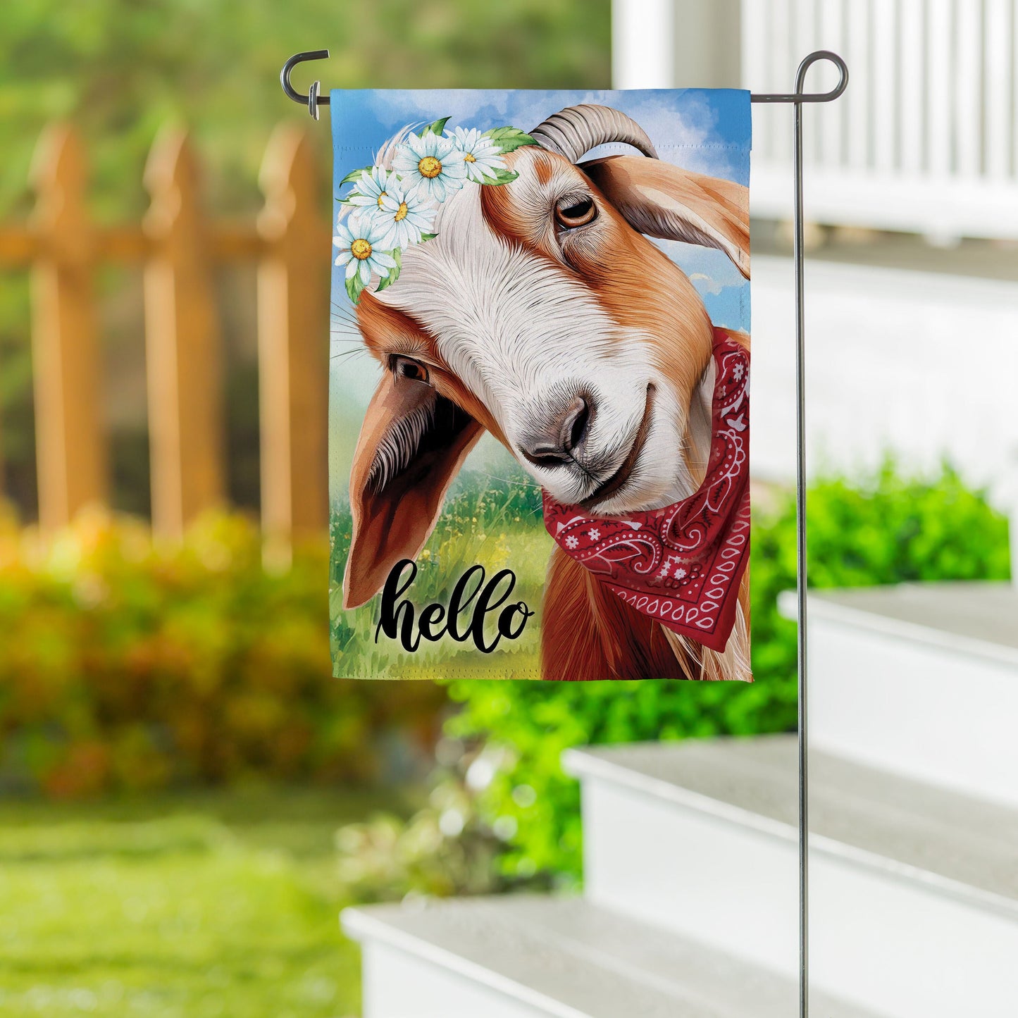 Hello Floral Goat Suede Garden Flag - Tampa Home & Garden Store
