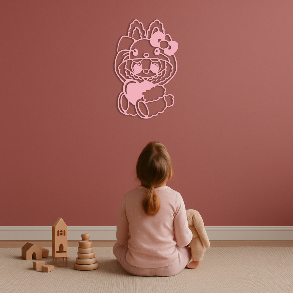 Hello Kitty Hat Labubu Metal Wall Art – Cute Cartoon Character Design - KAFGP051 - Tampa Home & Garden Store