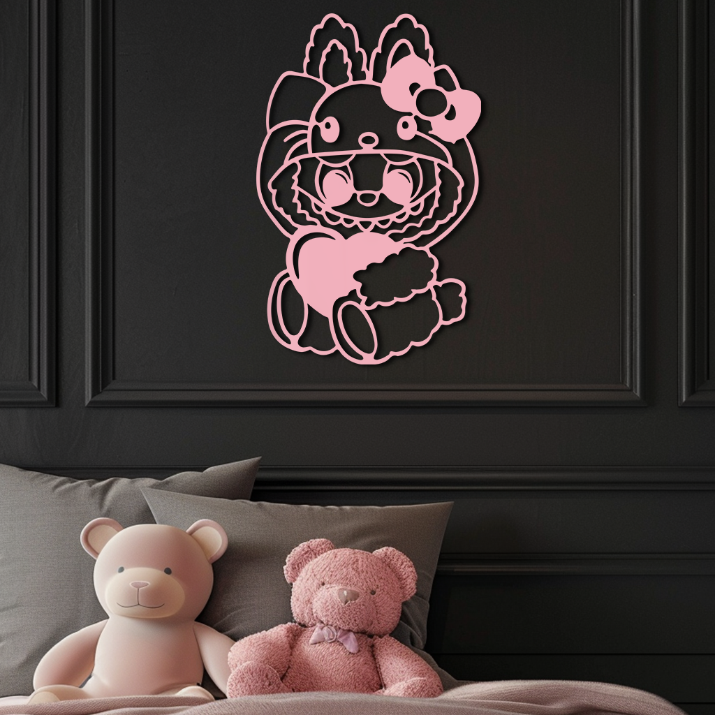 Hello Kitty Hat Labubu Metal Wall Art – Cute Cartoon Character Design - KAFGP051 - Tampa Home & Garden Store