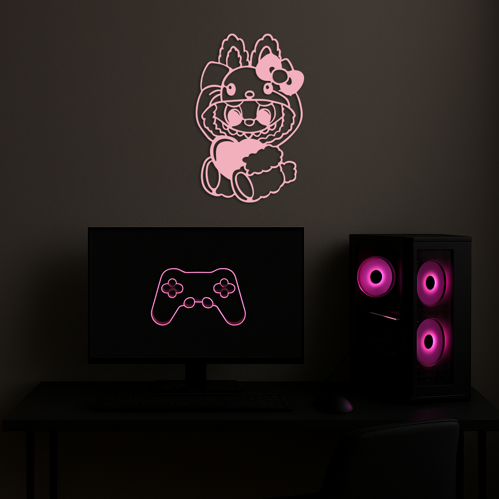 Hello Kitty Hat Labubu Metal Wall Art – Cute Cartoon Character Design - KAFGP051 - Tampa Home & Garden Store