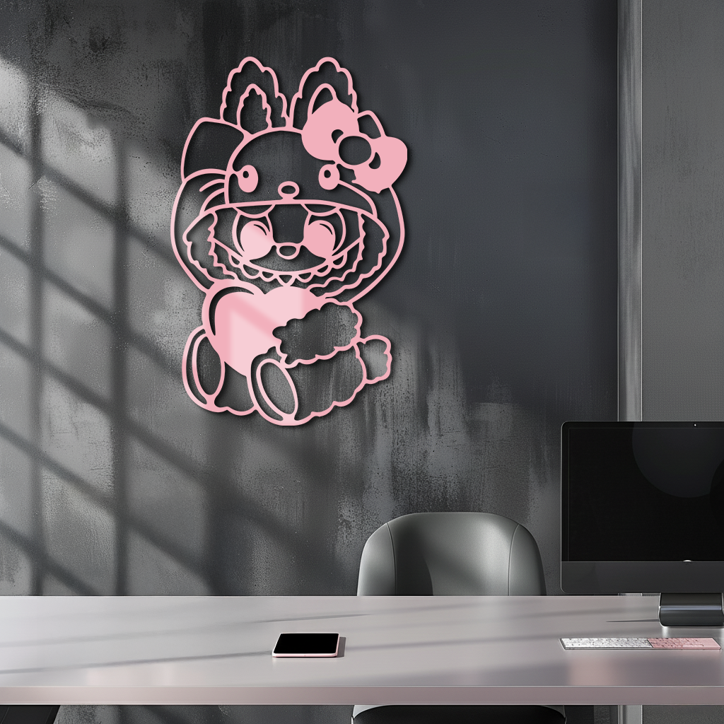 Hello Kitty Hat Labubu Metal Wall Art – Cute Cartoon Character Design - KAFGP051 - Tampa Home & Garden Store