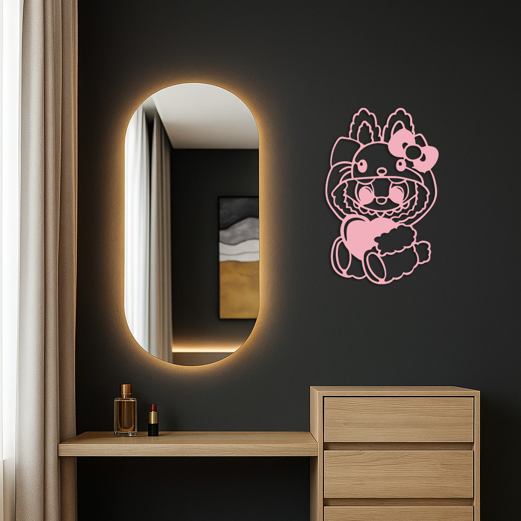 Hello Kitty Hat Labubu Metal Wall Art – Cute Cartoon Character Design - KAFGP051 - Tampa Home & Garden Store