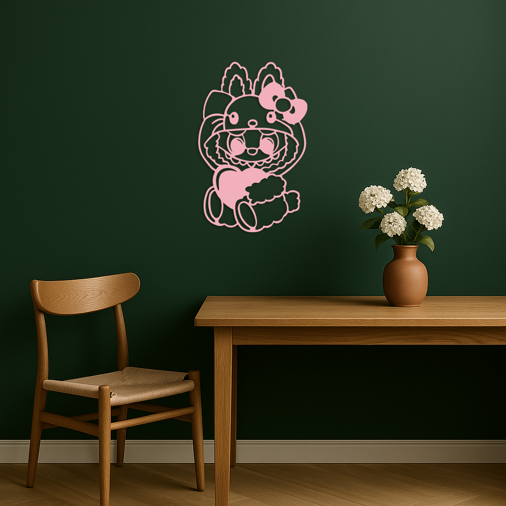 Hello Kitty Hat Labubu Metal Wall Art – Cute Cartoon Character Design - KAFGP051 - Tampa Home & Garden Store