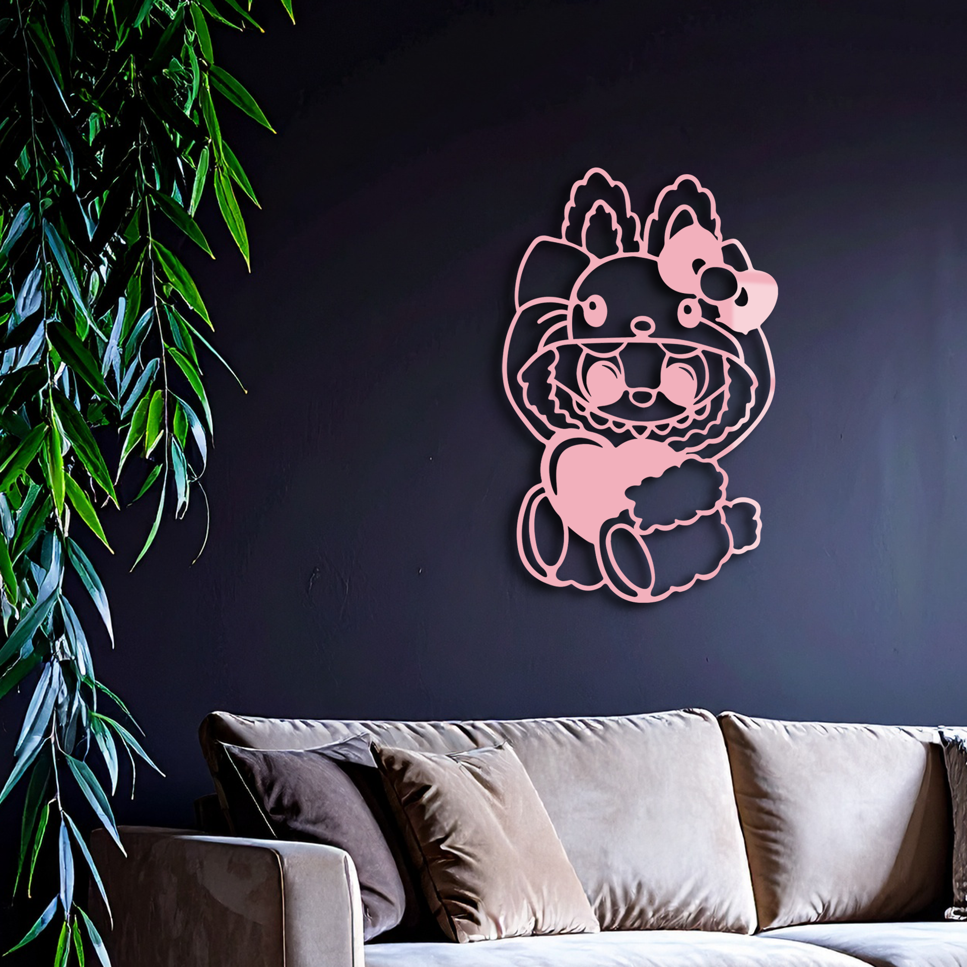 Hello Kitty Hat Labubu Metal Wall Art – Cute Cartoon Character Design - KAFGP051 - Tampa Home & Garden Store