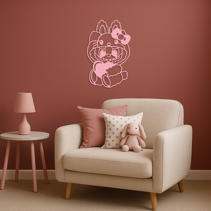Hello Kitty Hat Labubu Metal Wall Art – Cute Cartoon Character Design - KAFGP051 - Tampa Home & Garden Store