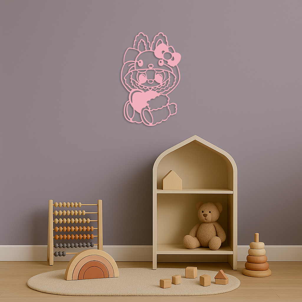 Hello Kitty Hat Labubu Metal Wall Art – Cute Cartoon Character Design - KAFGP051 - Tampa Home & Garden Store