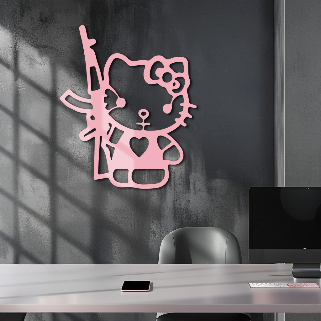Hello Kitty Silhouette Modern Wall Art – Pink Metal Home Décor - KAFGP170 - Tampa Home & Garden Store