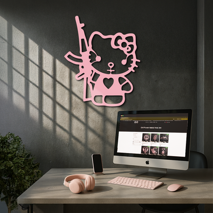 Hello Kitty Silhouette Modern Wall Art – Pink Metal Home Décor - KAFGP170 - Tampa Home & Garden Store