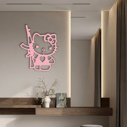 Hello Kitty Silhouette Modern Wall Art – Pink Metal Home Décor - KAFGP170 - Tampa Home & Garden Store