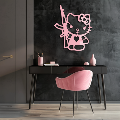 Hello Kitty Silhouette Modern Wall Art – Pink Metal Home Décor - KAFGP170 - Tampa Home & Garden Store