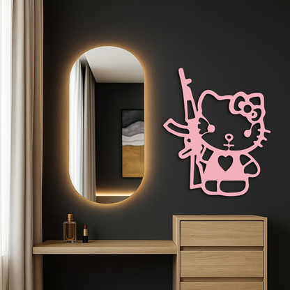 Hello Kitty Silhouette Modern Wall Art – Pink Metal Home Décor - KAFGP170 - Tampa Home & Garden Store