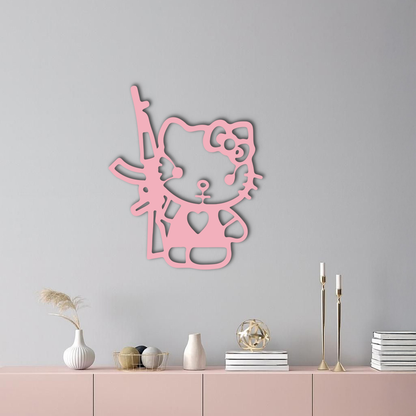 Hello Kitty Silhouette Modern Wall Art – Pink Metal Home Décor - KAFGP170 - Tampa Home & Garden Store