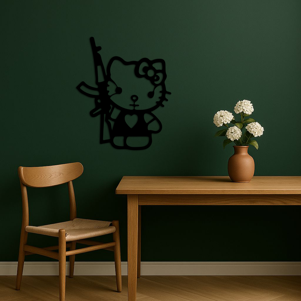 Hello Kitty Silhouette Modern Wall Art – Pink Metal Home Décor - KAFGP170 - Tampa Home & Garden Store