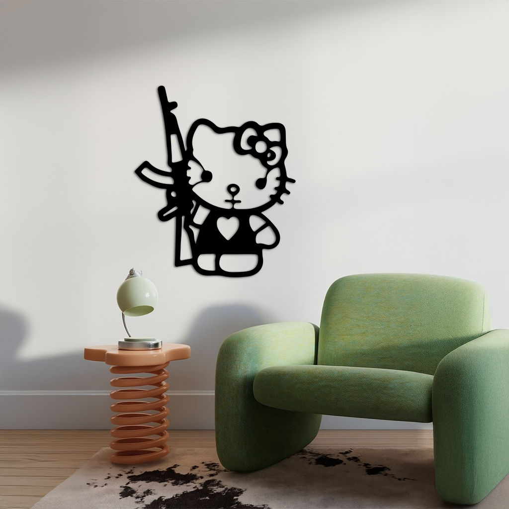 Hello Kitty Silhouette Modern Wall Art – Pink Metal Home Décor - KAFGP170 - Tampa Home & Garden Store