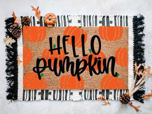 "Hello Pumpkin" Pumpkin Doormat Halloween Door Mat, Hello Doormat - Tampa Home & Garden Store