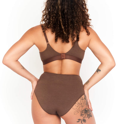 High-Rise Hemp Brief by Net Positive, brown back view on Tampa Home & Garden Store
