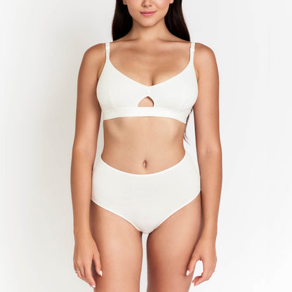 White hemp high-rise brief with seamless full-coverage design on Tampa Home & Garden Store