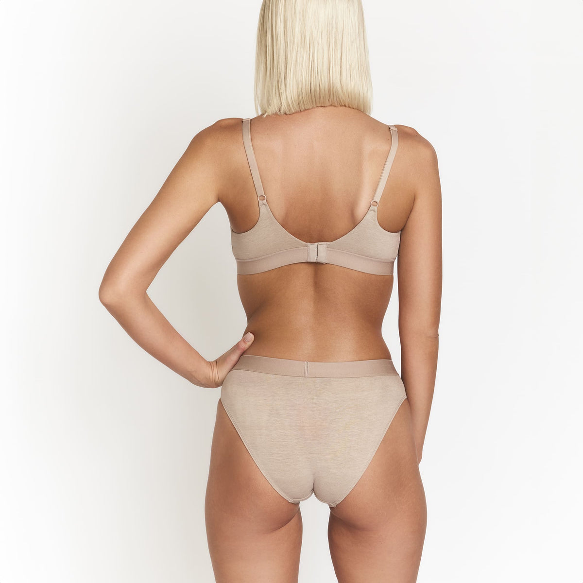 Keyhole hemp bra nude beige back view with adjustable straps on Tampa Home & Garden Store