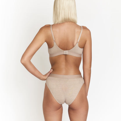 Keyhole hemp bra nude beige back view with adjustable straps on Tampa Home & Garden Store