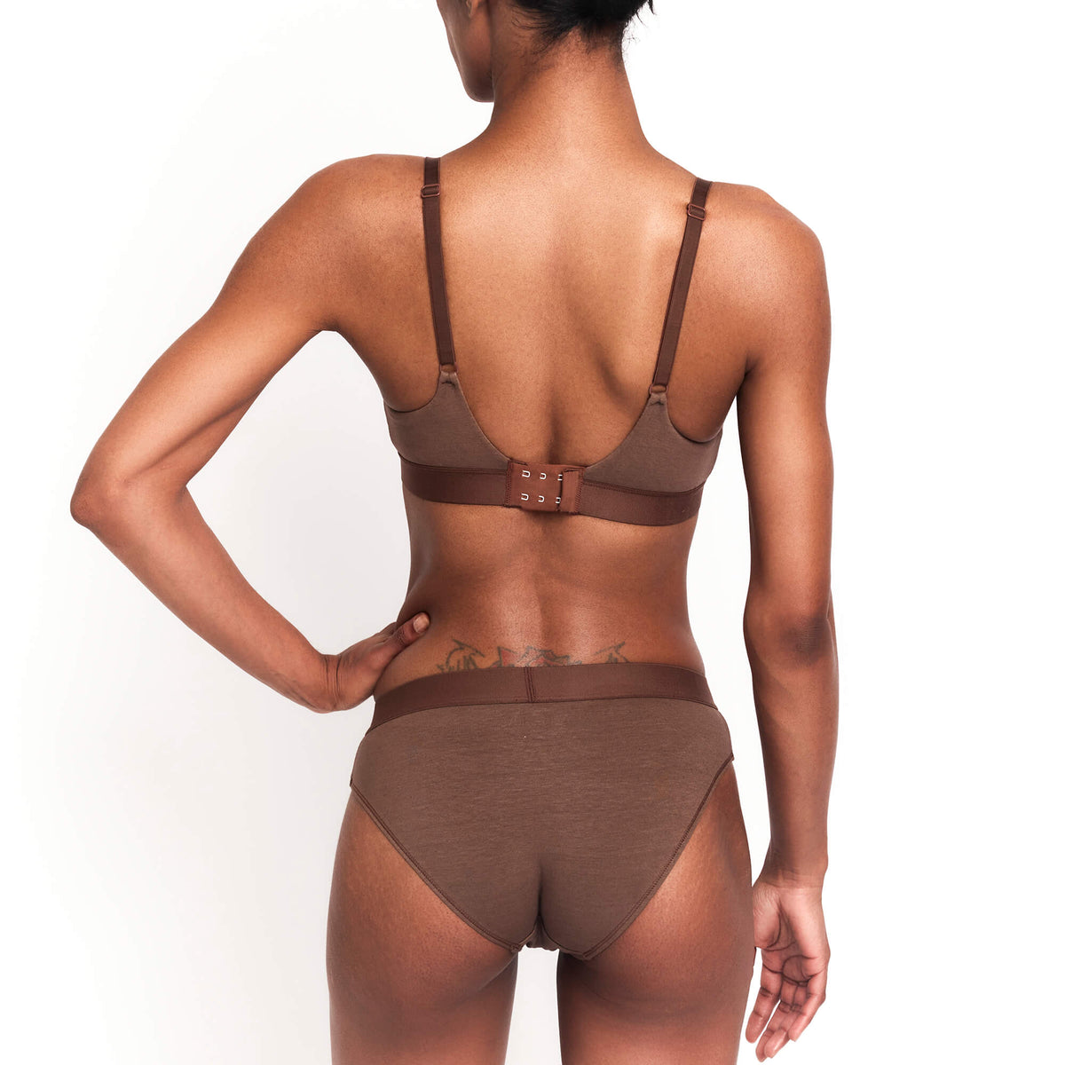 Mid-Rise Hemp Brief by Net Positive, brown fabric, back view on Tampa Home & Garden Store