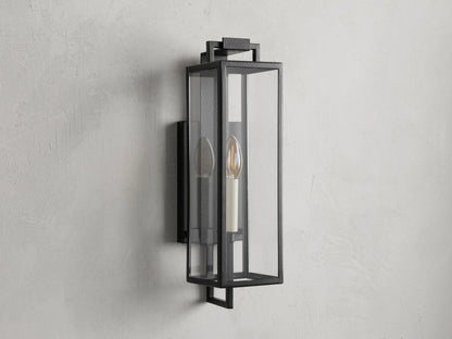 Outdoor Iron Wall Lantern 16.5" E12 Porch Patio Light Fixture