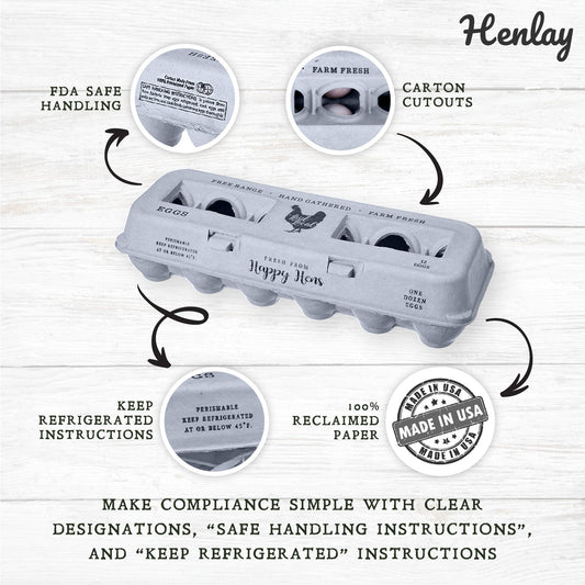 Henlay Laid Local Egg Cartons- Adorable Printed Vintage Design- 25, 90, or 250 - Tampa Home & Garden Store