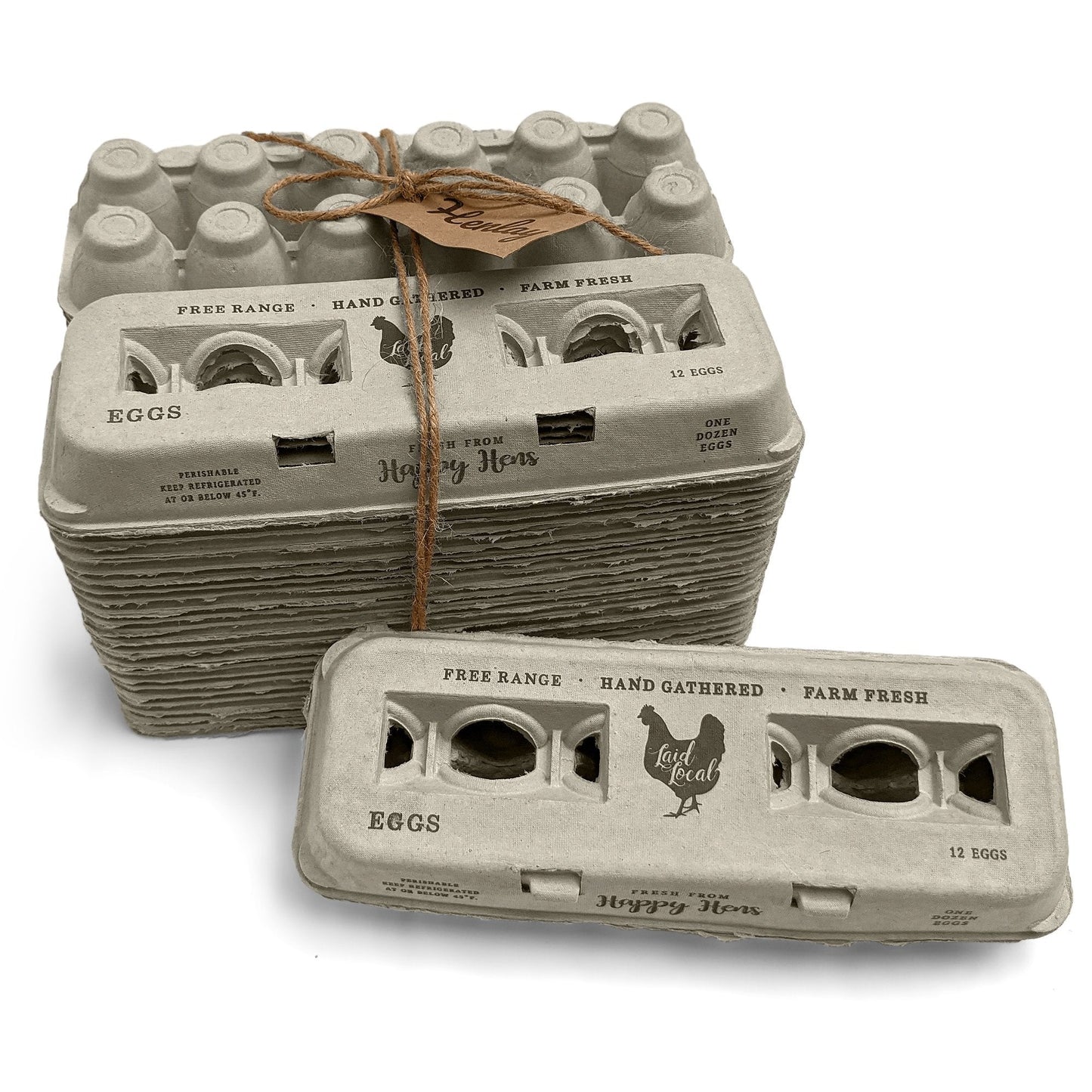 Henlay Laid Local Egg Cartons- Adorable Printed Vintage Design- 25, 90, or 250 - Tampa Home & Garden Store