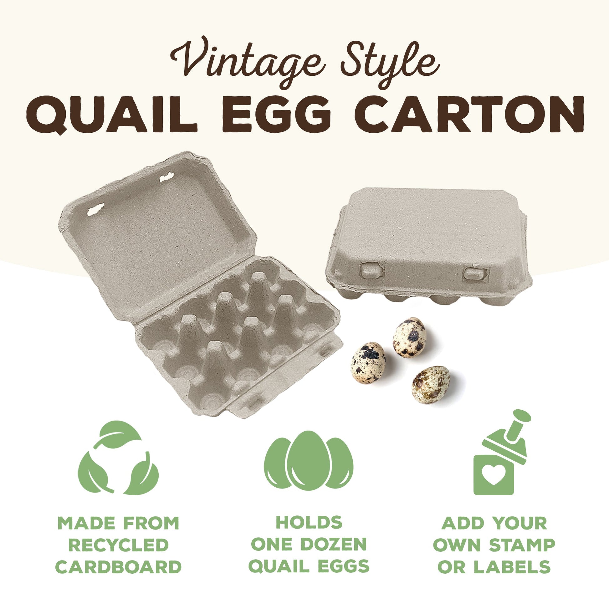Henlay Quail 12-Egg Carton, 3x4 design, Qty 30, 144 - Tampa Home & Garden Store