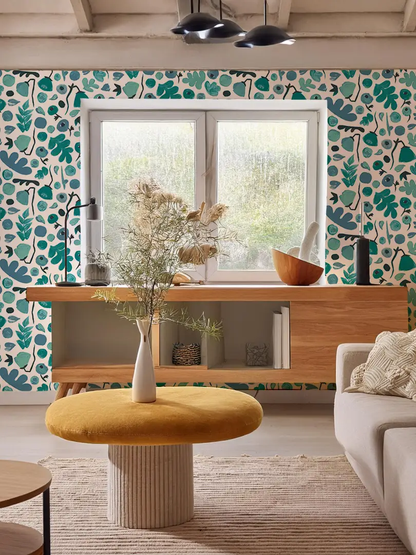 Henri Floral Wallpaper, teal - Tampa Home & Garden Store