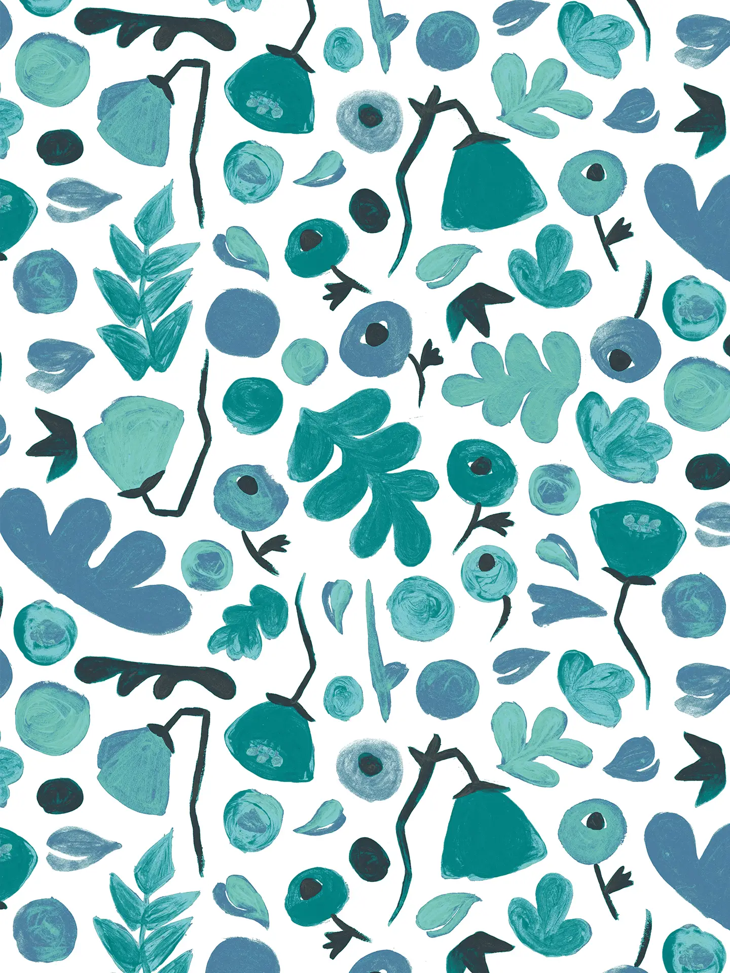 Henri Floral Wallpaper, teal - Tampa Home & Garden Store