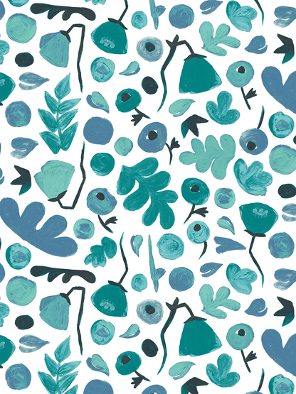 Henri Floral Wallpaper, teal - Tampa Home & Garden Store