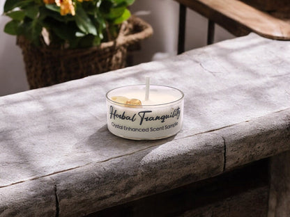 Herbal Tranquility, Premium Coconut-Soy Wax Tea Light Crystal Candle, 1oz - Tampa Home & Garden Store