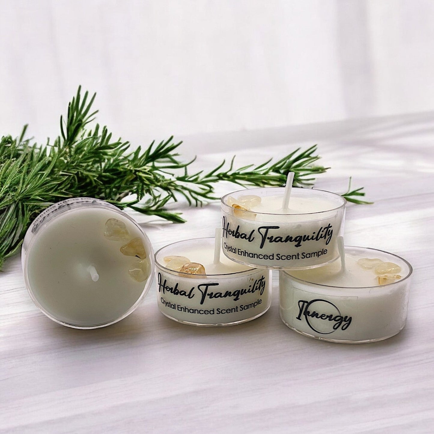 Herbal Tranquility, Premium Coconut-Soy Wax Tea Light Crystal Candle, 1oz - Tampa Home & Garden Store