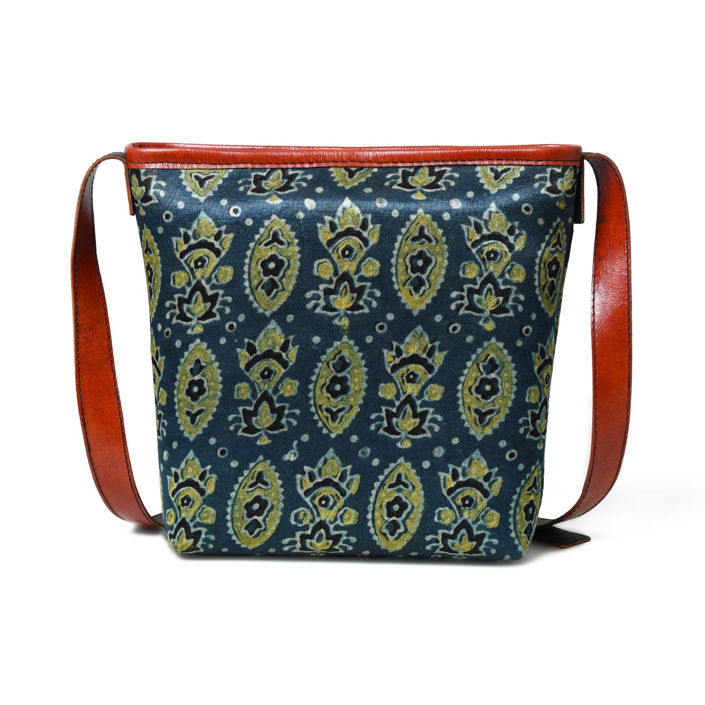 Heritage Ajrakh Leather Tote Bag - Tampa Home & Garden Store