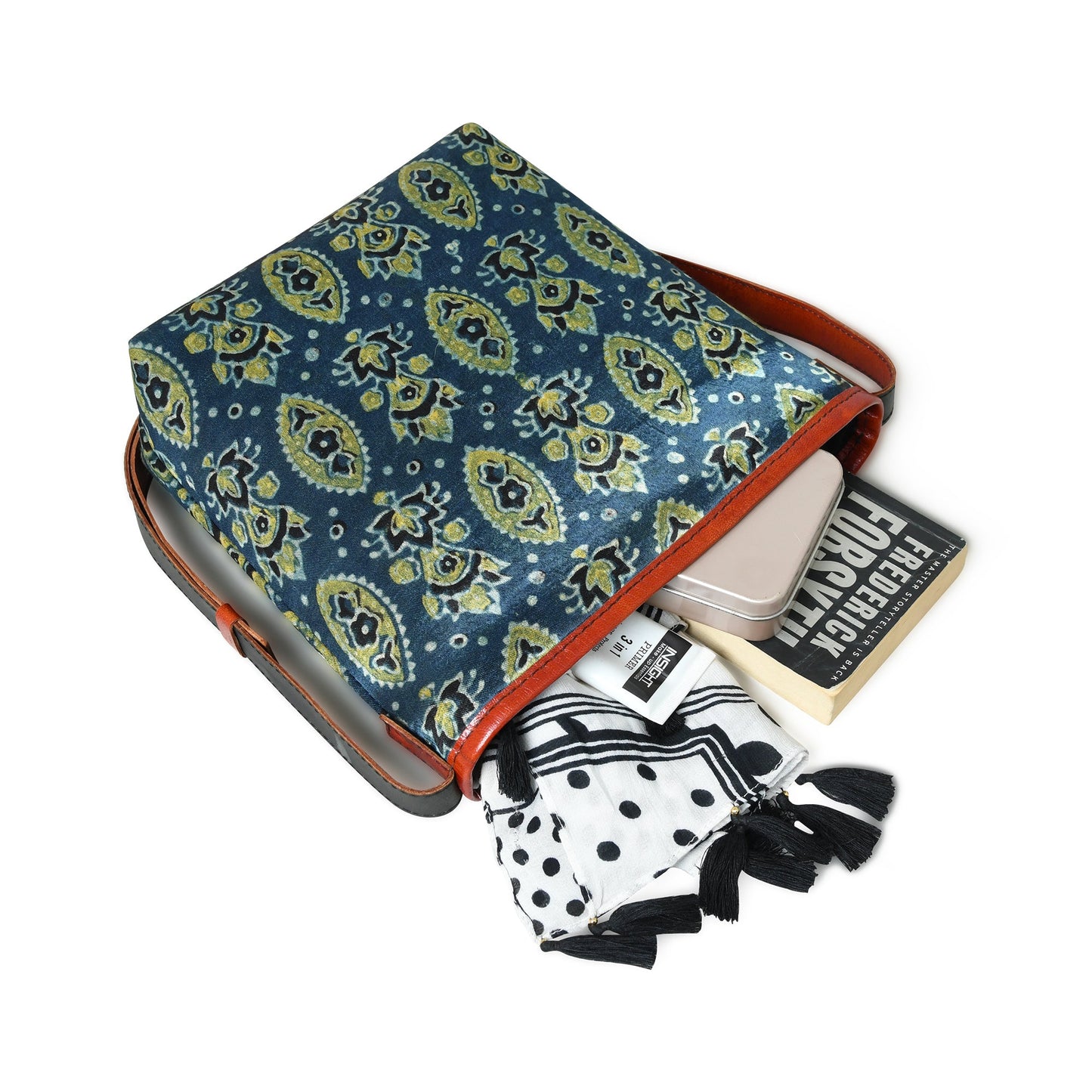 Heritage Ajrakh Leather Tote Bag - Tampa Home & Garden Store