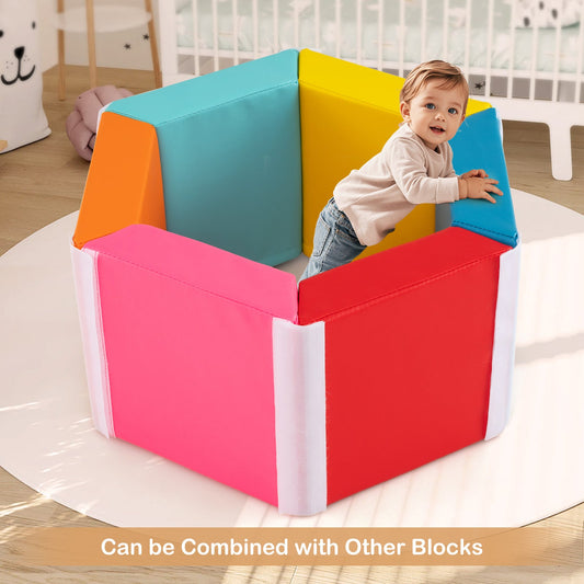 Hexagon Kids Ball Pit Foam Climbing Exercise Mat with Detachable PU Covers-Multicolor - Tampa Home & Garden Store