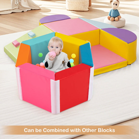 Hexagon Kids Ball Pit Foam Climbing Exercise Mat with Detachable PU Covers-Multicolor - Tampa Home & Garden Store