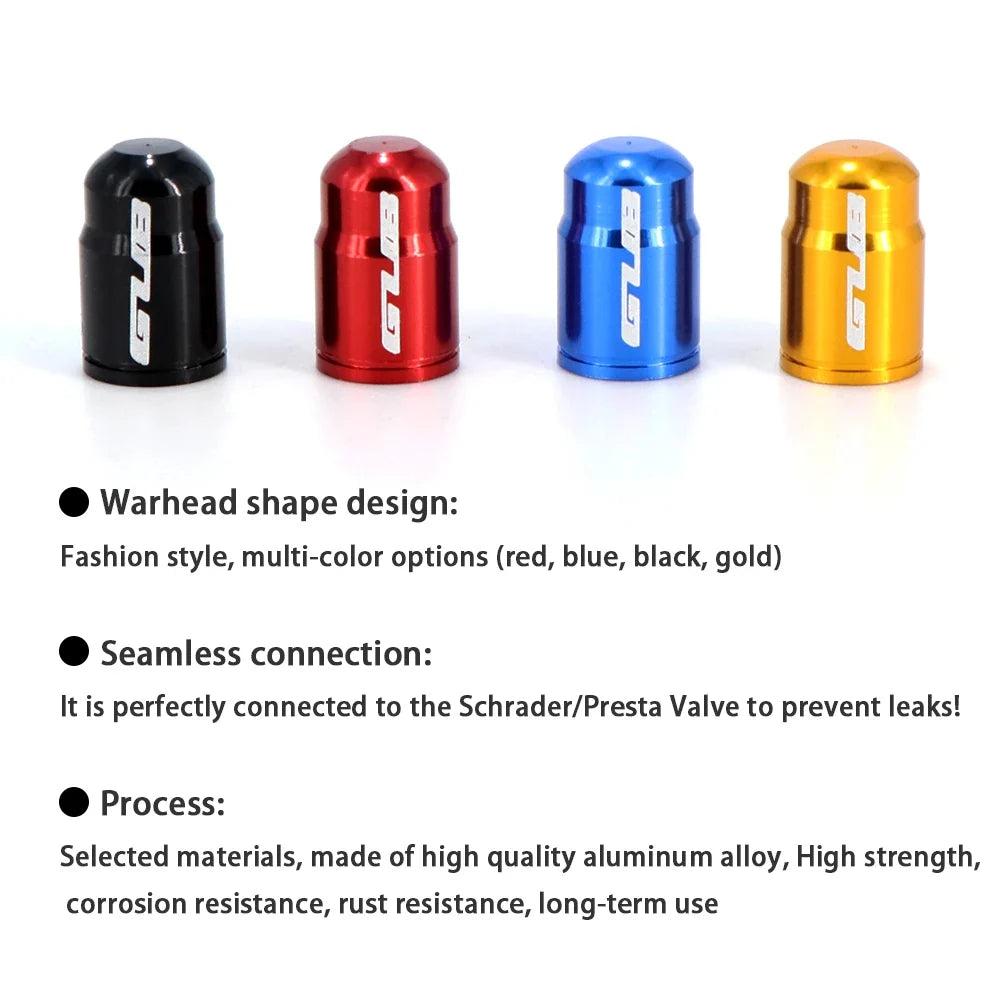 Aluminum valve stem caps set, 4-color set (black red blue gold) by BikerZoneZ valvecaps on Tampa Home & Garden Store