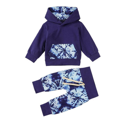 Newborn hoodie and pants 2pc outfit Stevvex in purple with tie-dye and drawstring pants on Tampa Home & Garden Store