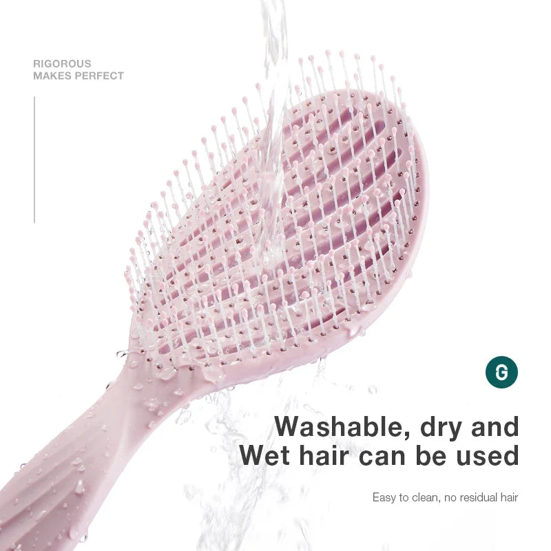 MR.GREEN hollow-out hair brush Silcy Skin pink scalp brush washable for wet or dry hair on Tampa Home & Garden Store
